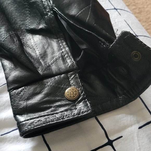 Napoline Leather Outfitters men's genuine black leather bomber jacket large NWOT - Picture 6 of 7